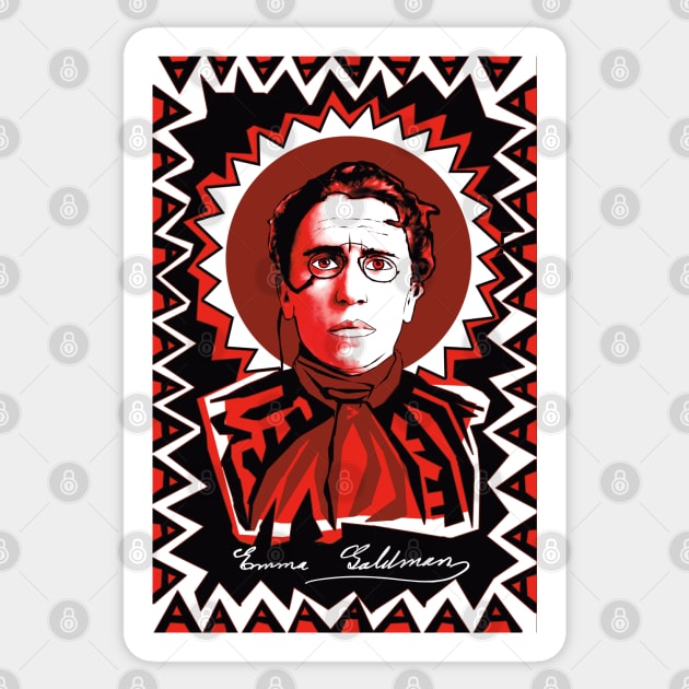 Emma Goldman in Red, Black, and White Sticker by Exile Kings 